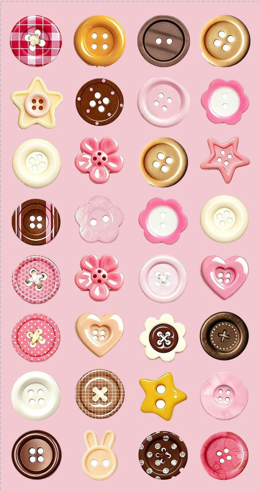 pink buttons sticker sheet