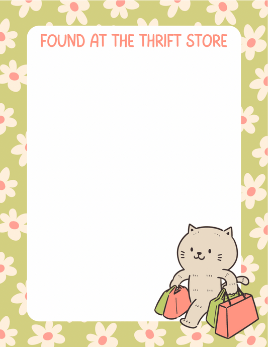found at the thrift store notepad