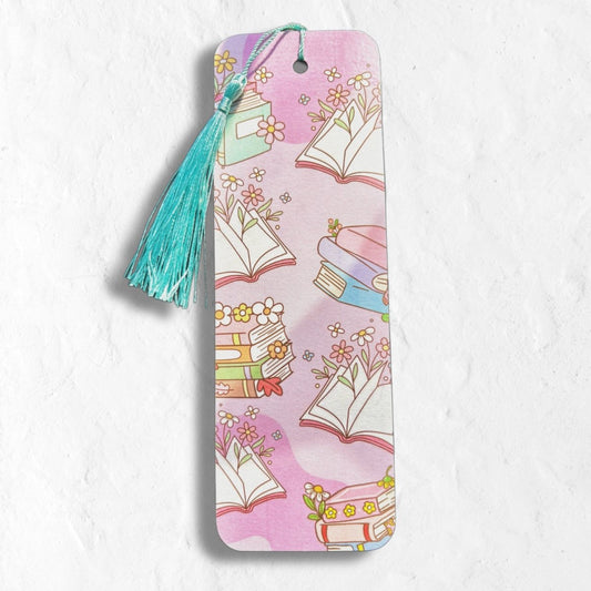 handmade double sided cow print bookmark - kawaii illustrated bookmark with tassel - happy doodle studio