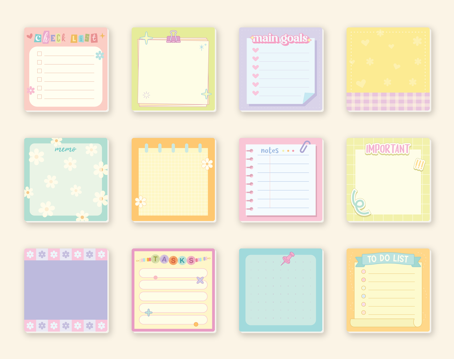 pastel sticky note pad