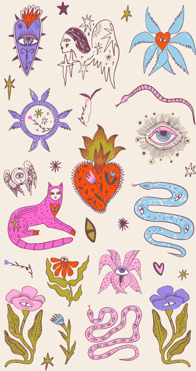 mystic folk art sticker sheet
