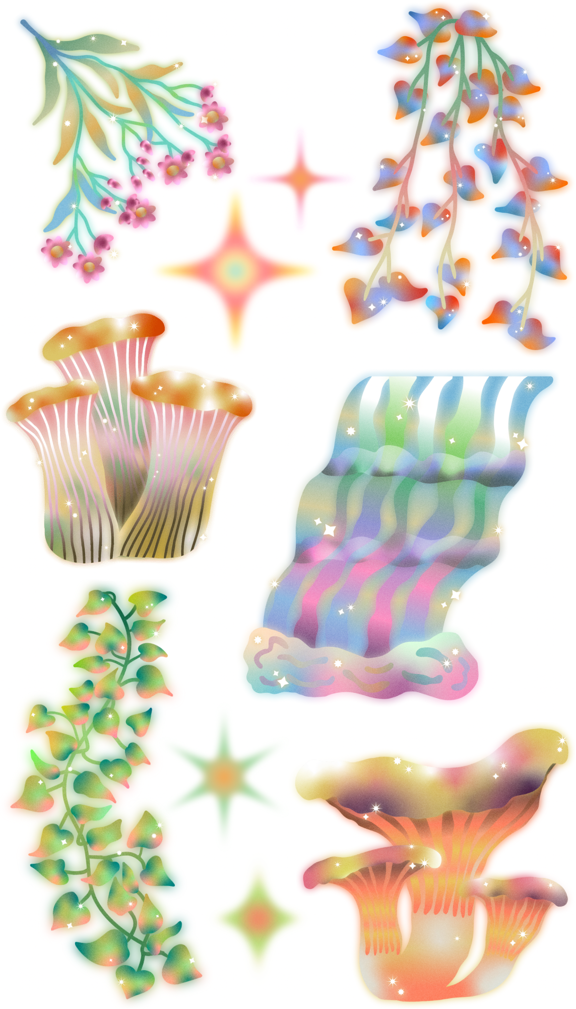 dreamy botanical mushroom sticker sheet