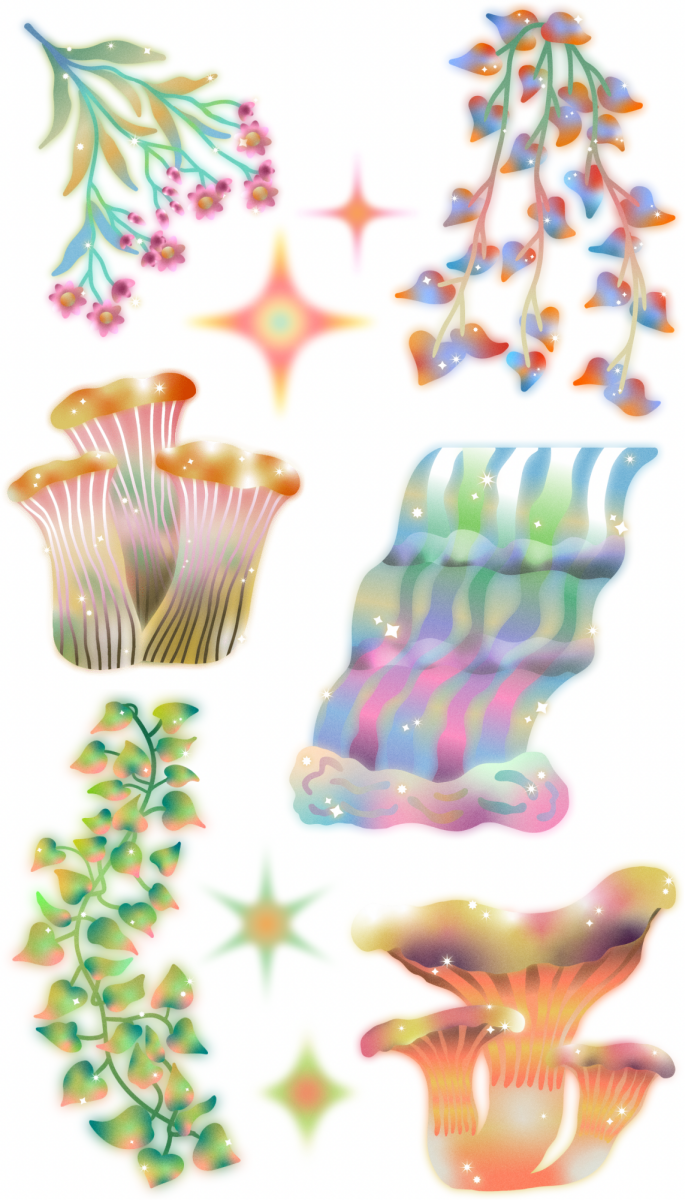 dreamy botanical mushroom sticker sheet