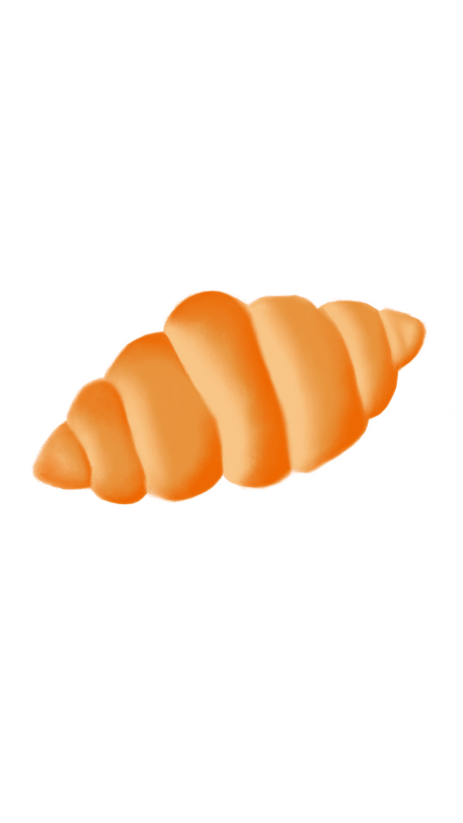 parisian croissant adorable vinyl sticker - hand-drawn food sticker - happy doodle studio