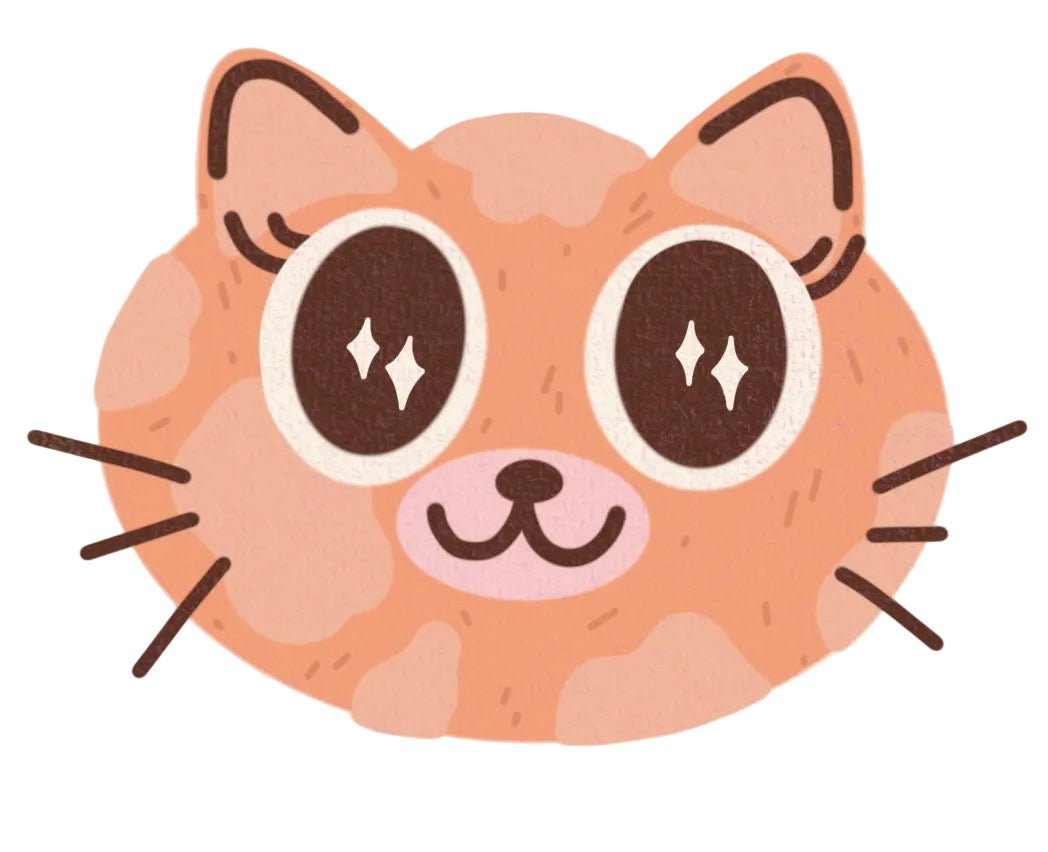 cozy ginger cat adorable vinyl sticker - round warm cat glossy waterproof sticker - happy doodle studio