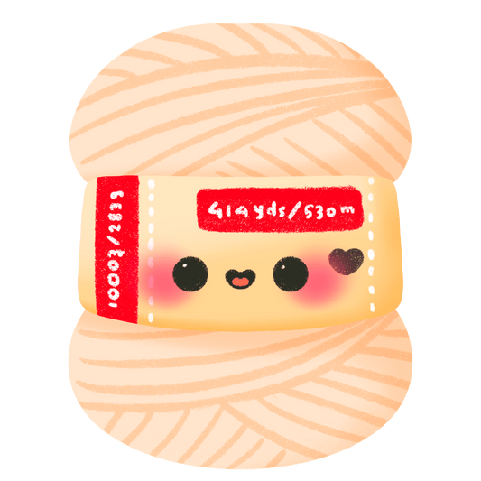 kawaii yarn skein brown cream vinyl sticker - crochet knitting glossy waterproof sticker - happy doodle studio