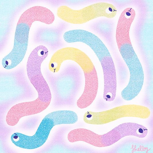 gummy worms galore art print