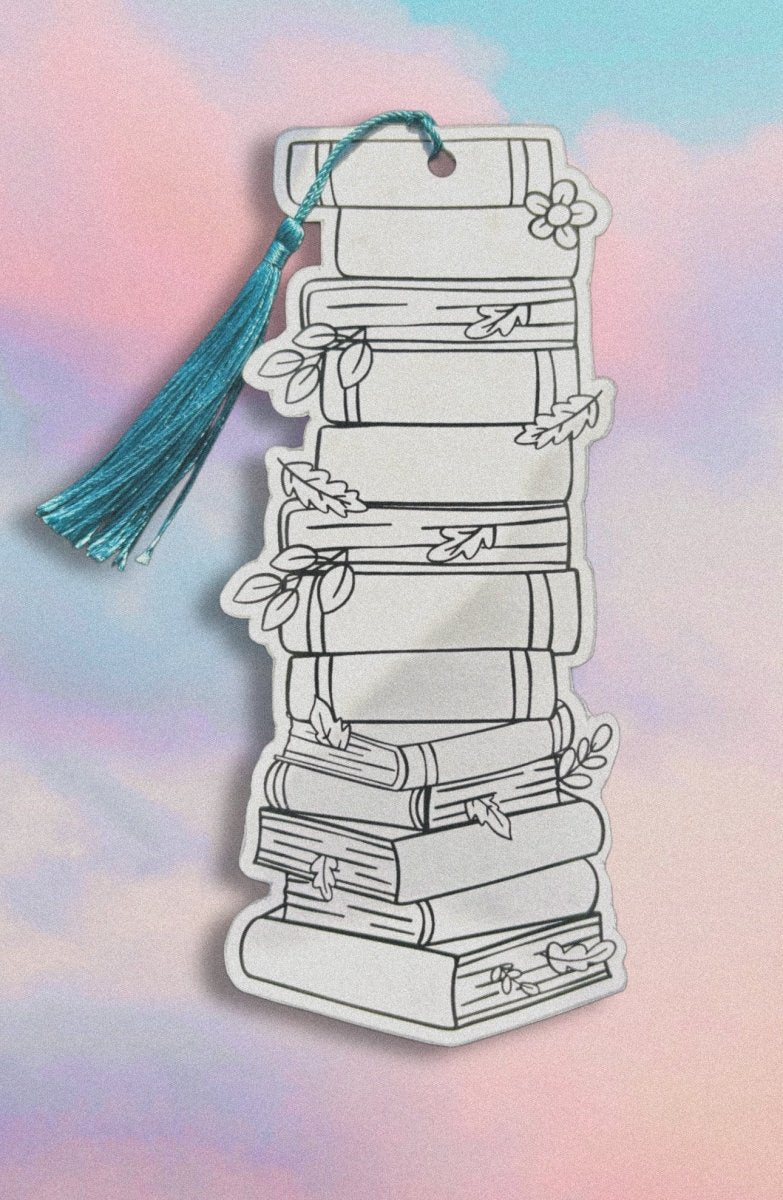 color your own mushrooms bookmark - diy hand-drawn coloring bookmark - happy doodle studio