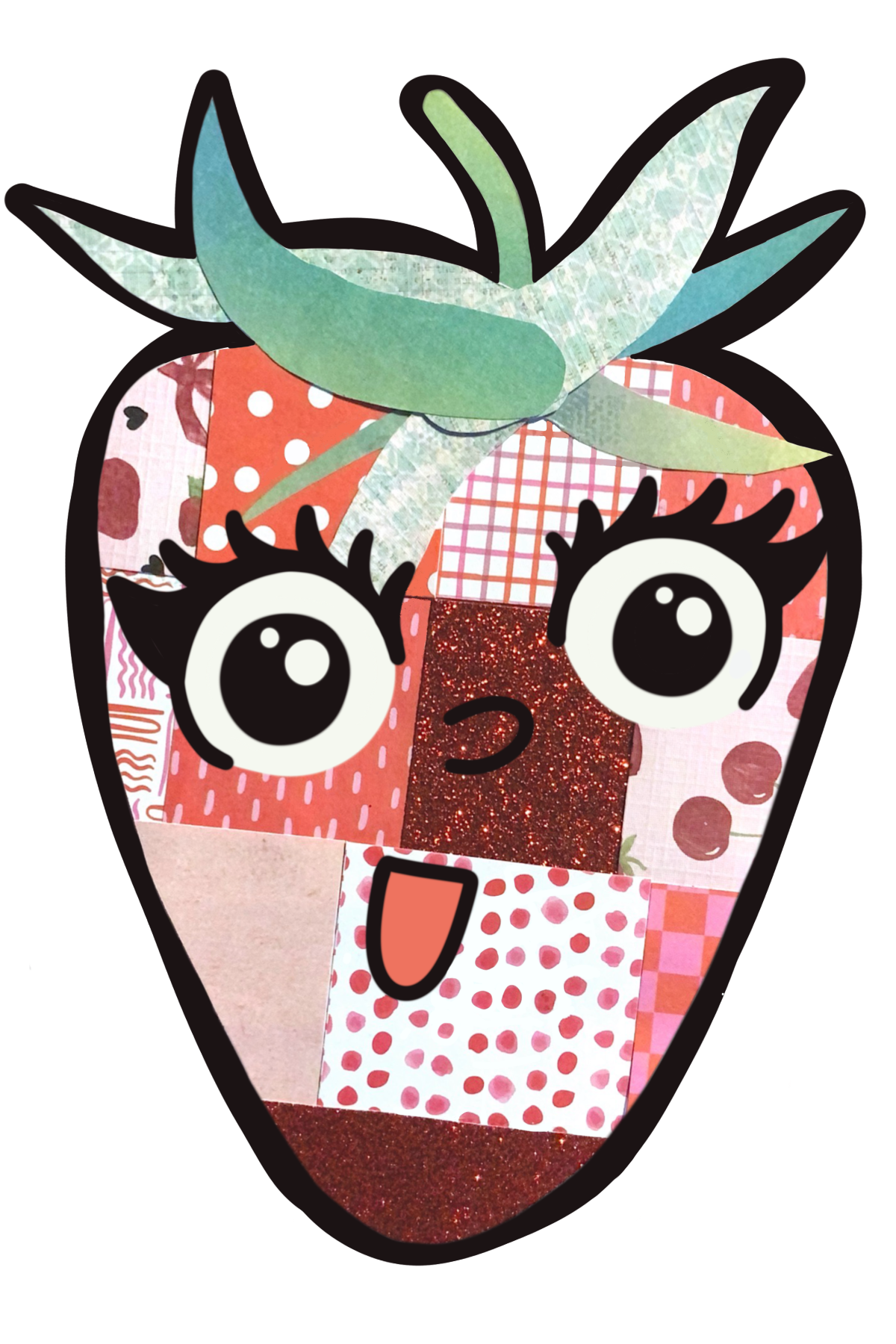 patchwork strawberry sticker