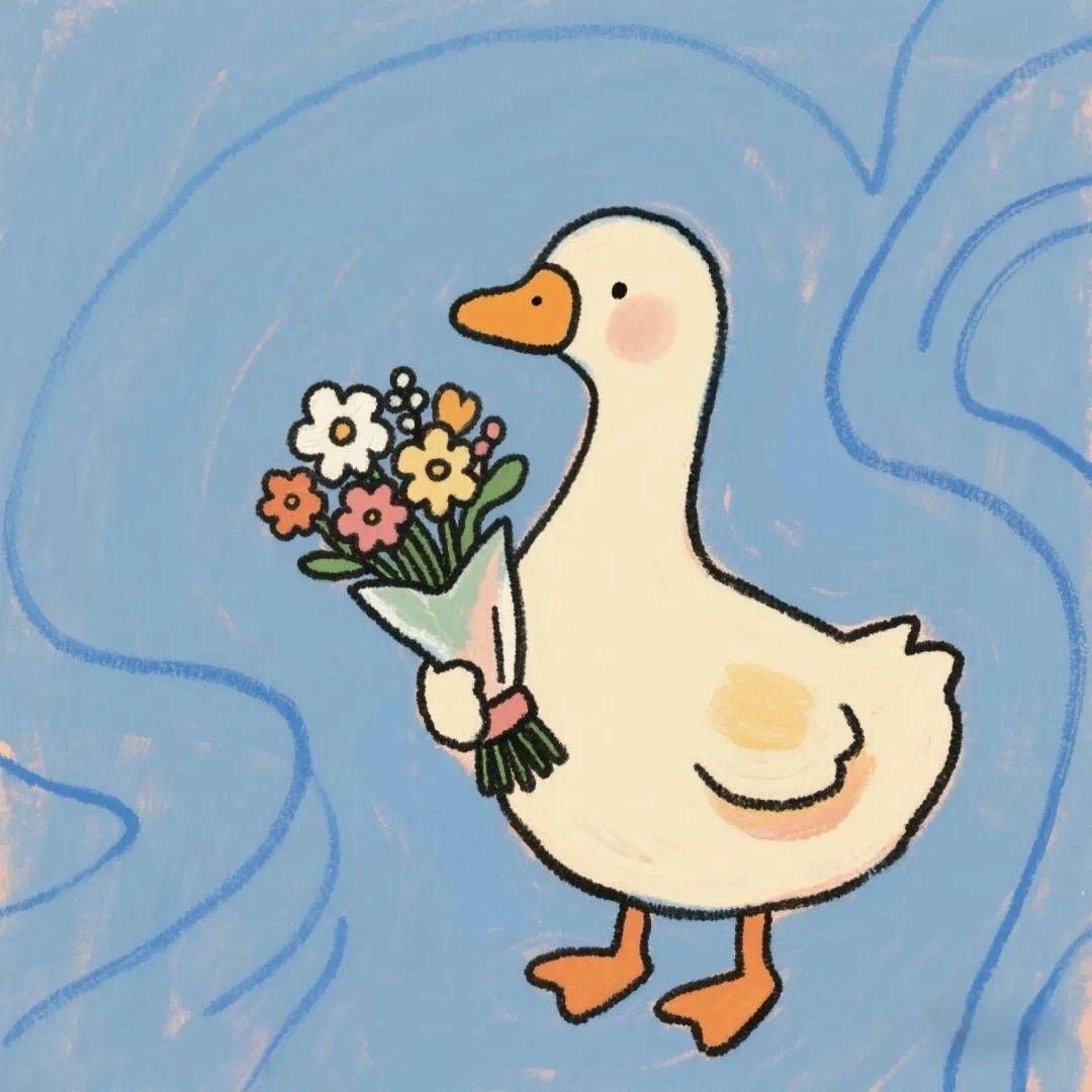 little spring duck adorable vinyl sticker - cute duck glossy waterproof sticker - happy doodle studio