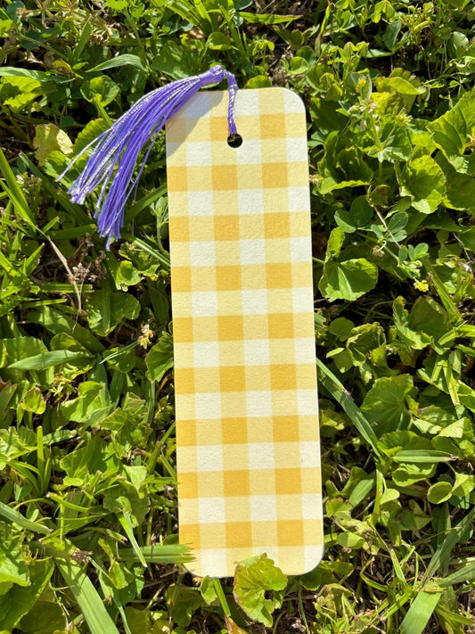 golden gingham bookmark