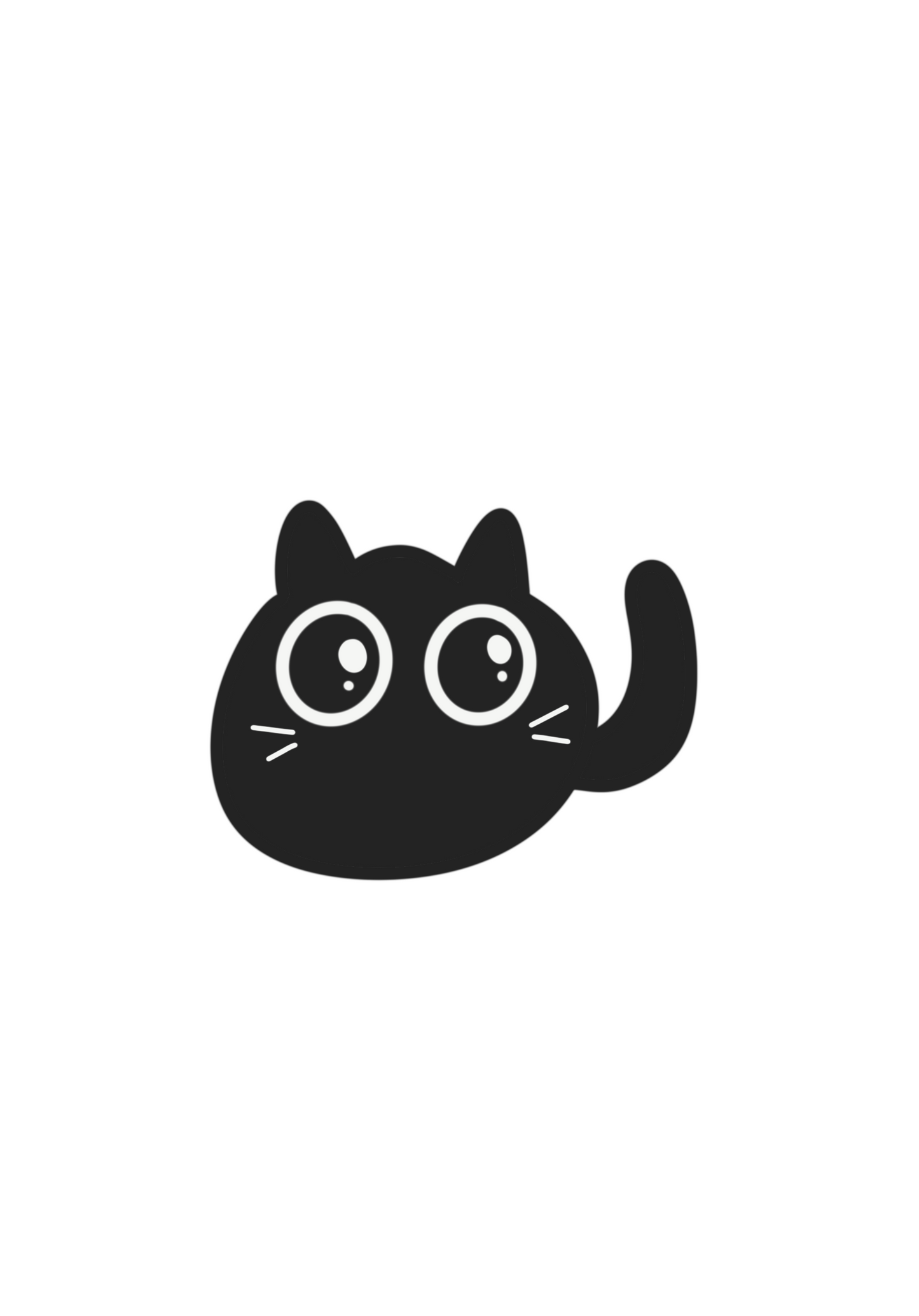 chubby black cat sticker