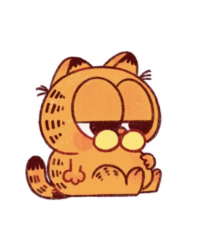 chibi garfield adorable vinyl sticker - cute cartoon cat glossy waterproof sticker - happy doodle studio