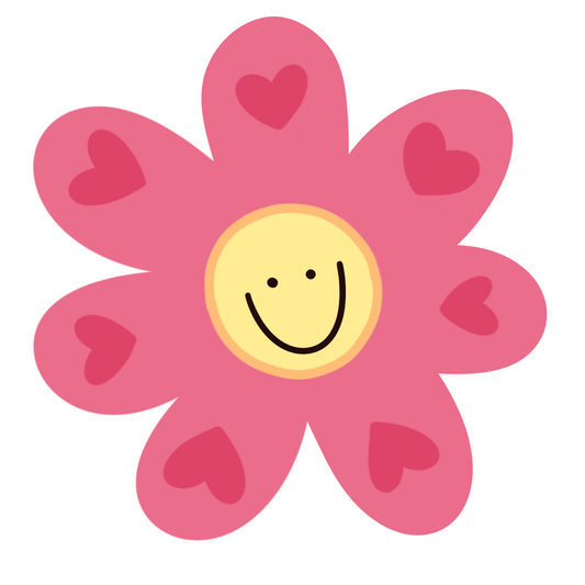smiley heart flower sticker