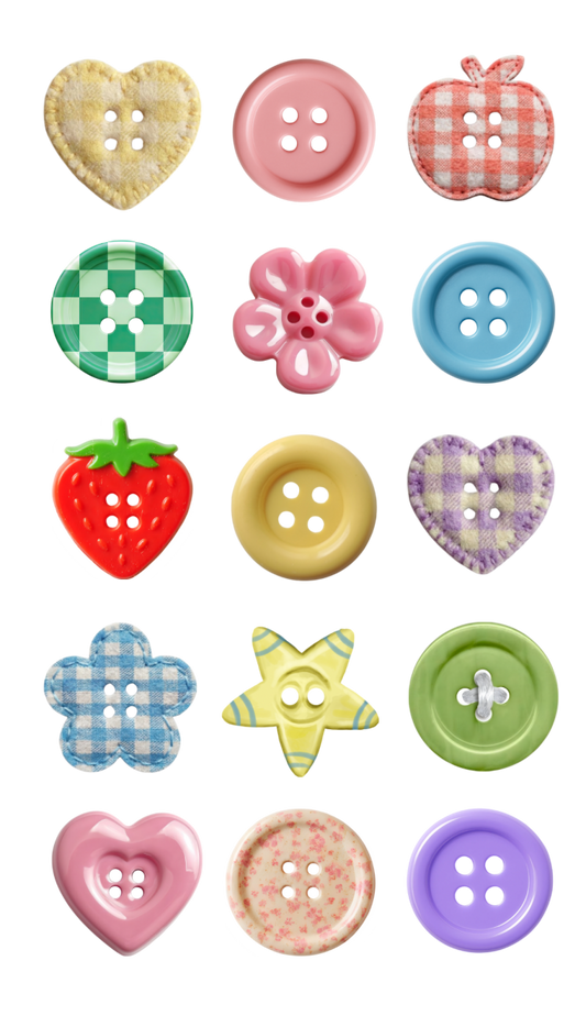 cute buttons sticker sheet