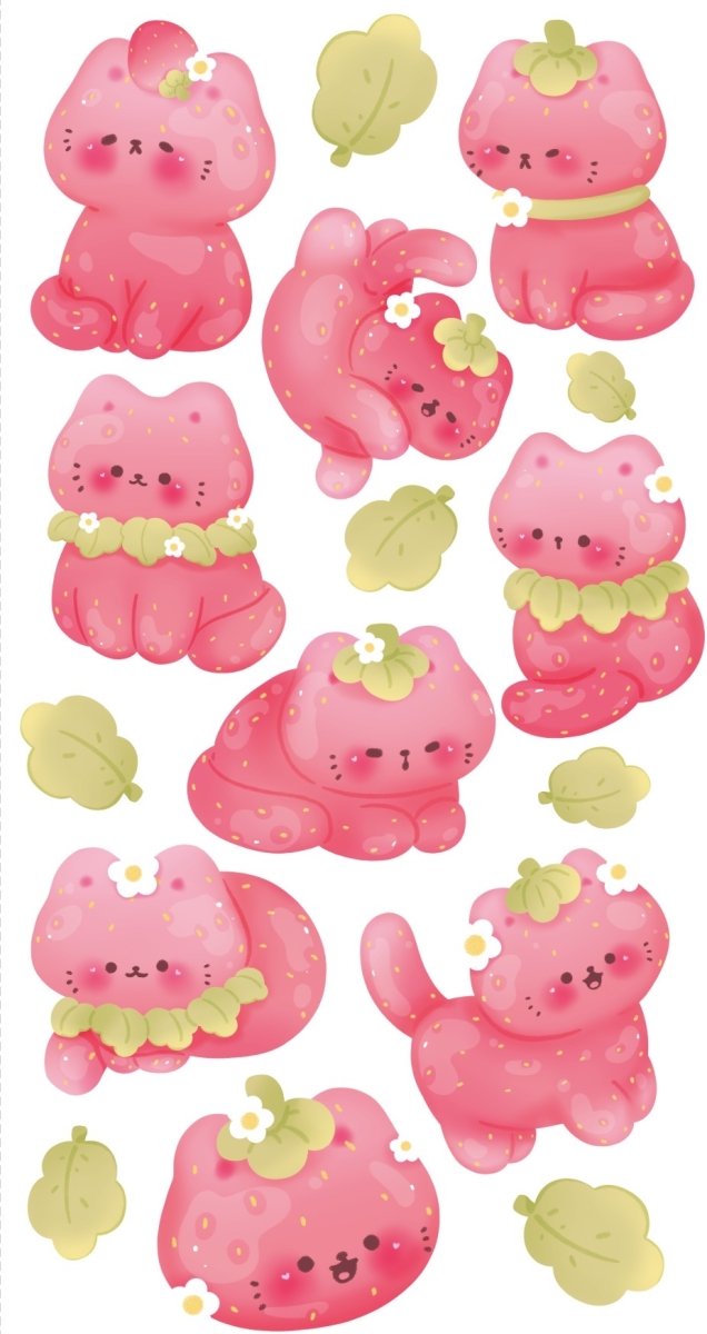 strawberry kitties sticker sheet