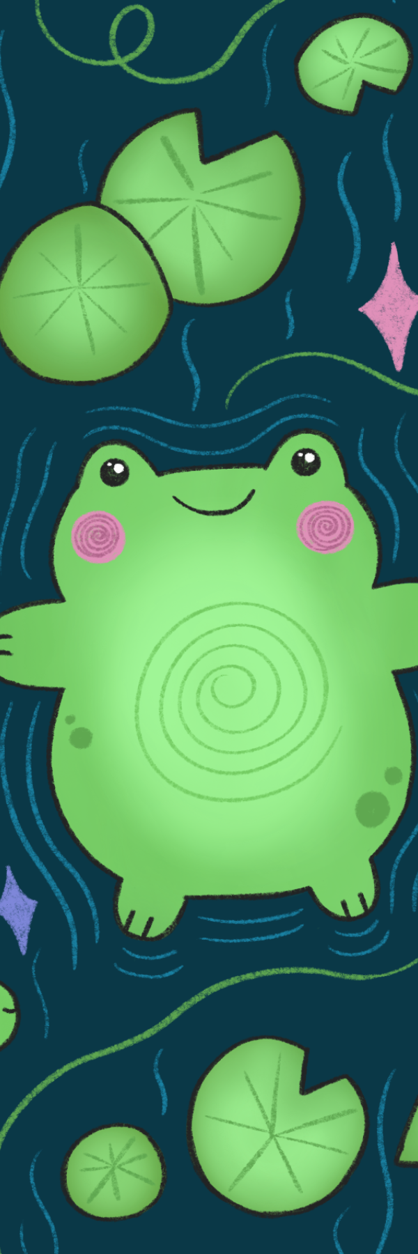 pond frog double sided bookmark