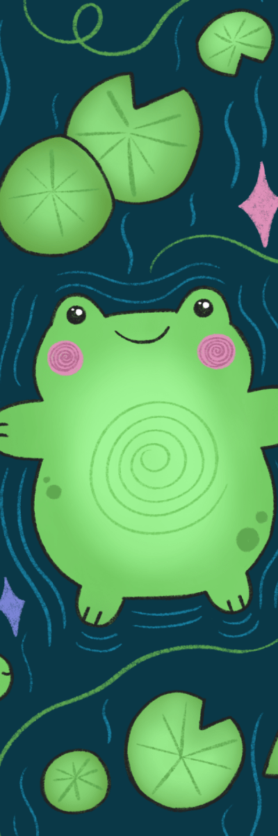 pond frog double sided bookmark