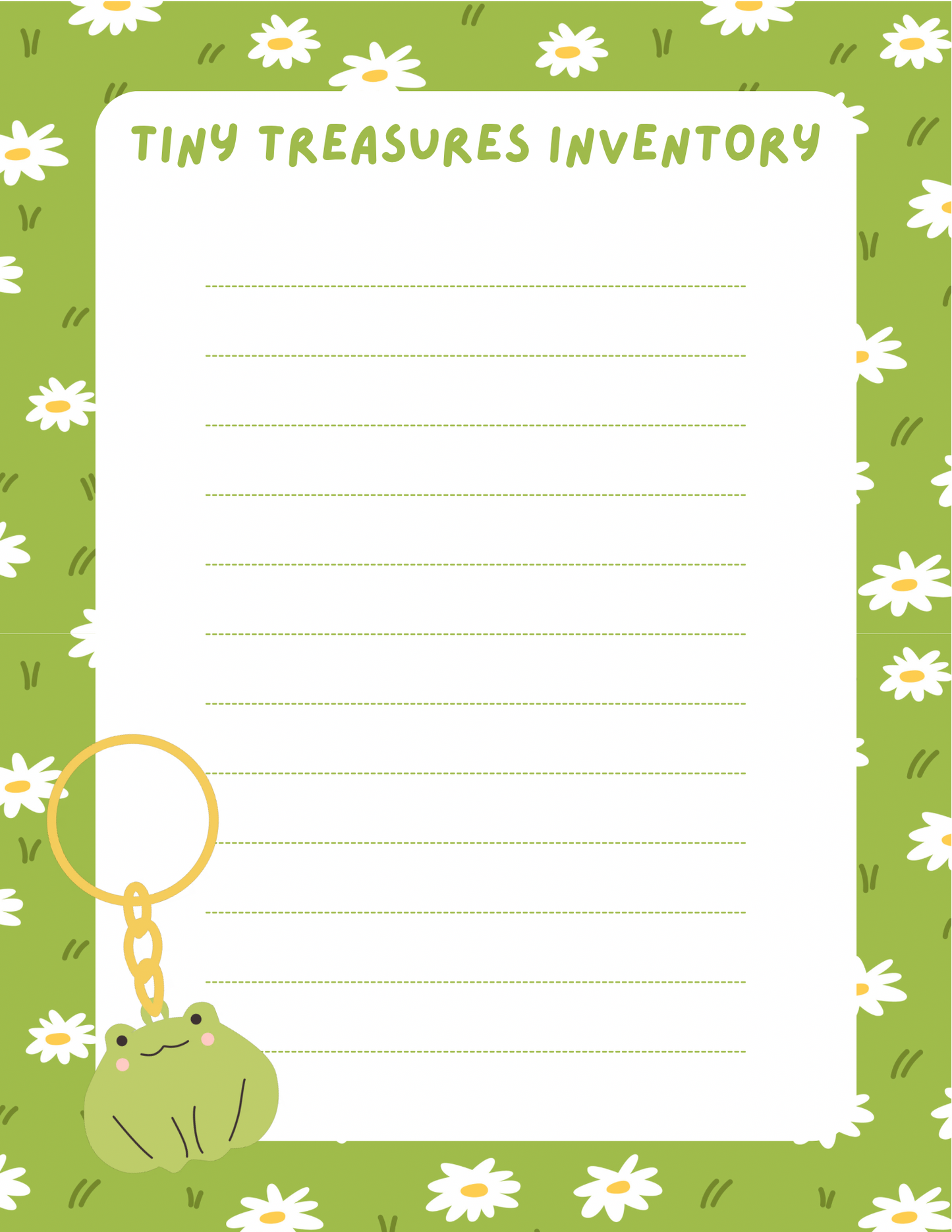 tiny treasures inventory notepad