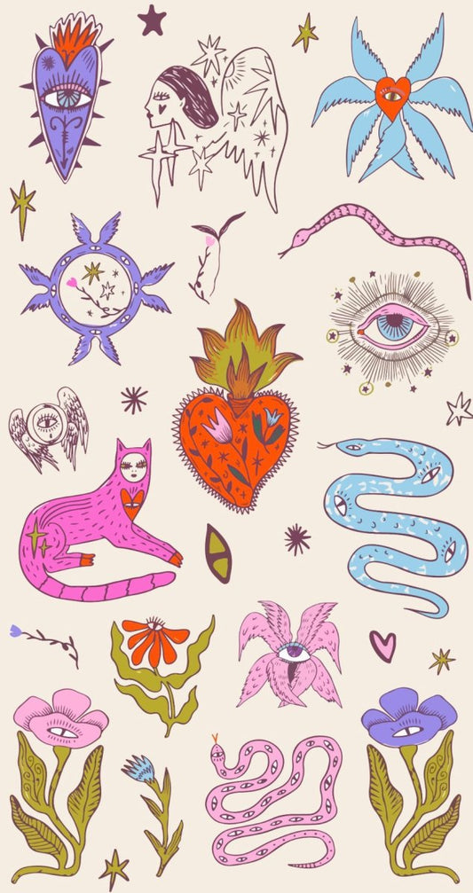 mystic folk art sticker sheet