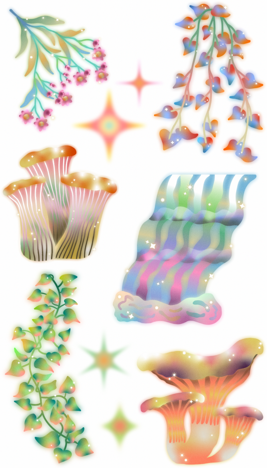 dreamy botanical mushroom sticker sheet
