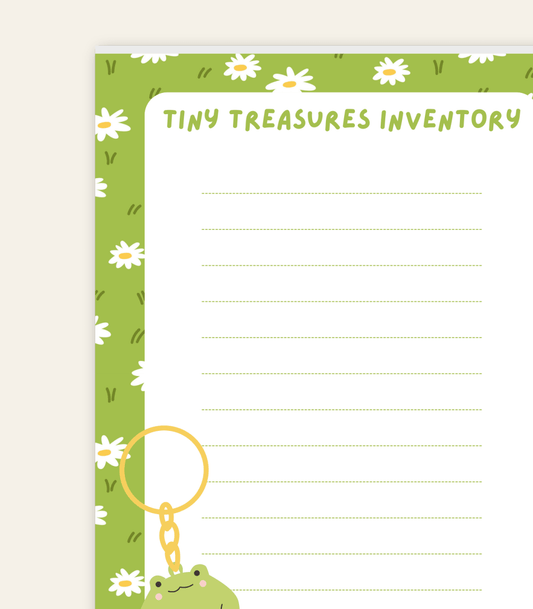 tiny treasures inventory notepad