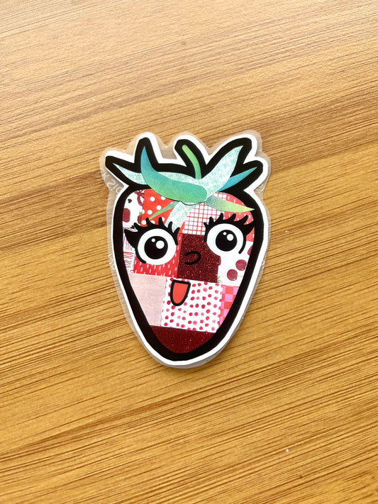 patchwork strawberry sticker