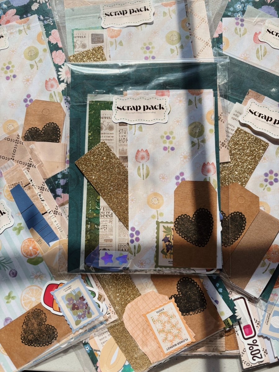 close to nature scrap pack - botanical cottagecore journal ephemera kit - happy doodle studio