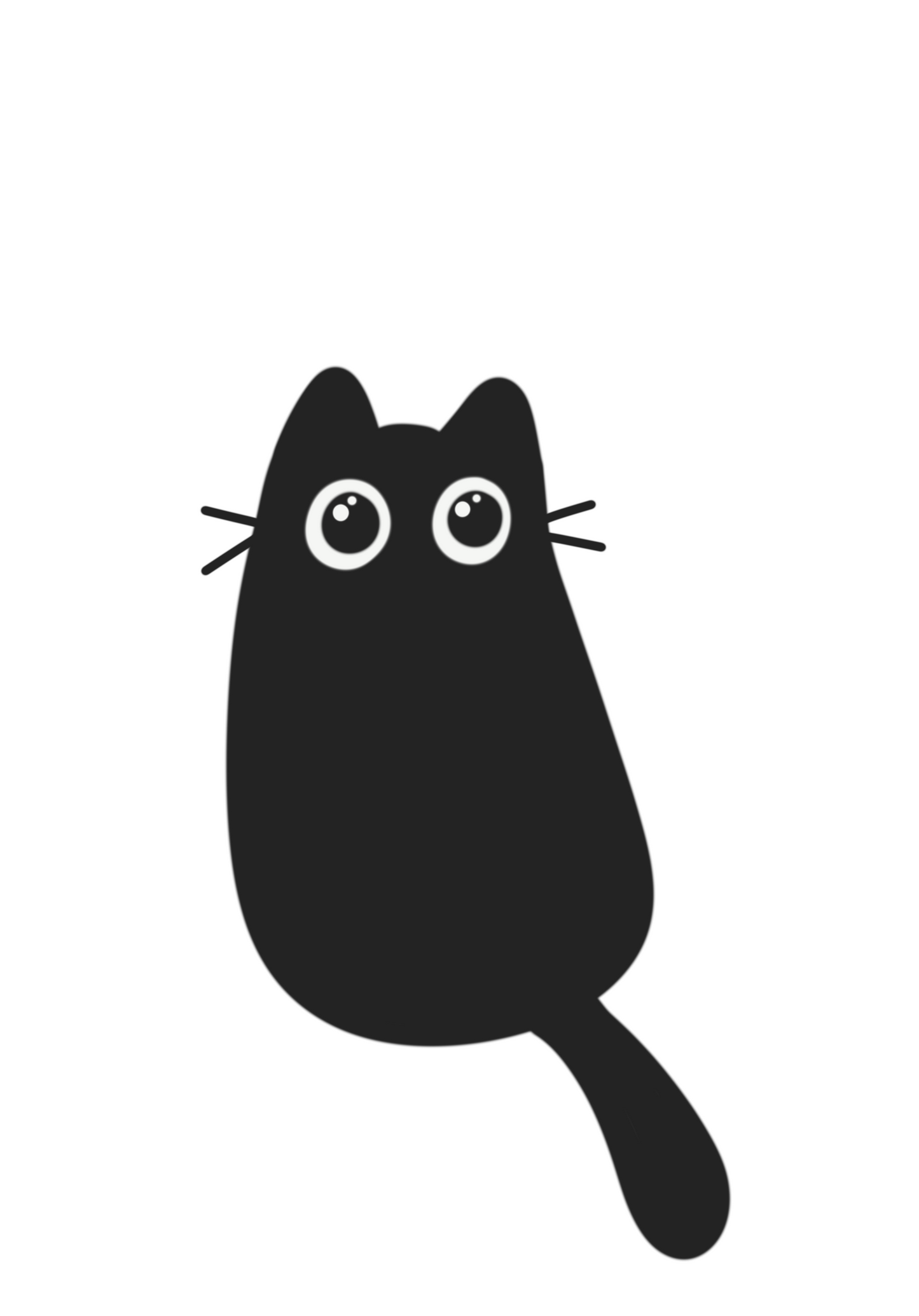 tall sitting black cat sticker