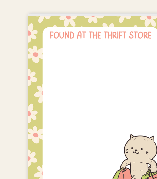 found at the thrift store notepad
