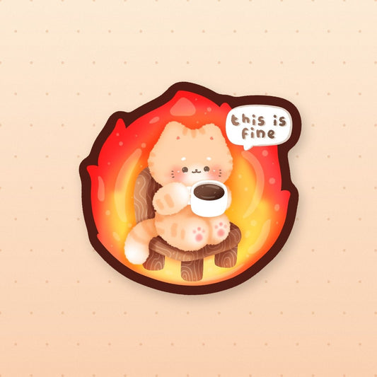 this is fine cat sticker