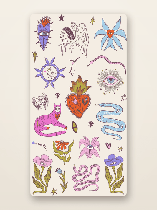 mystic folk art sticker sheet