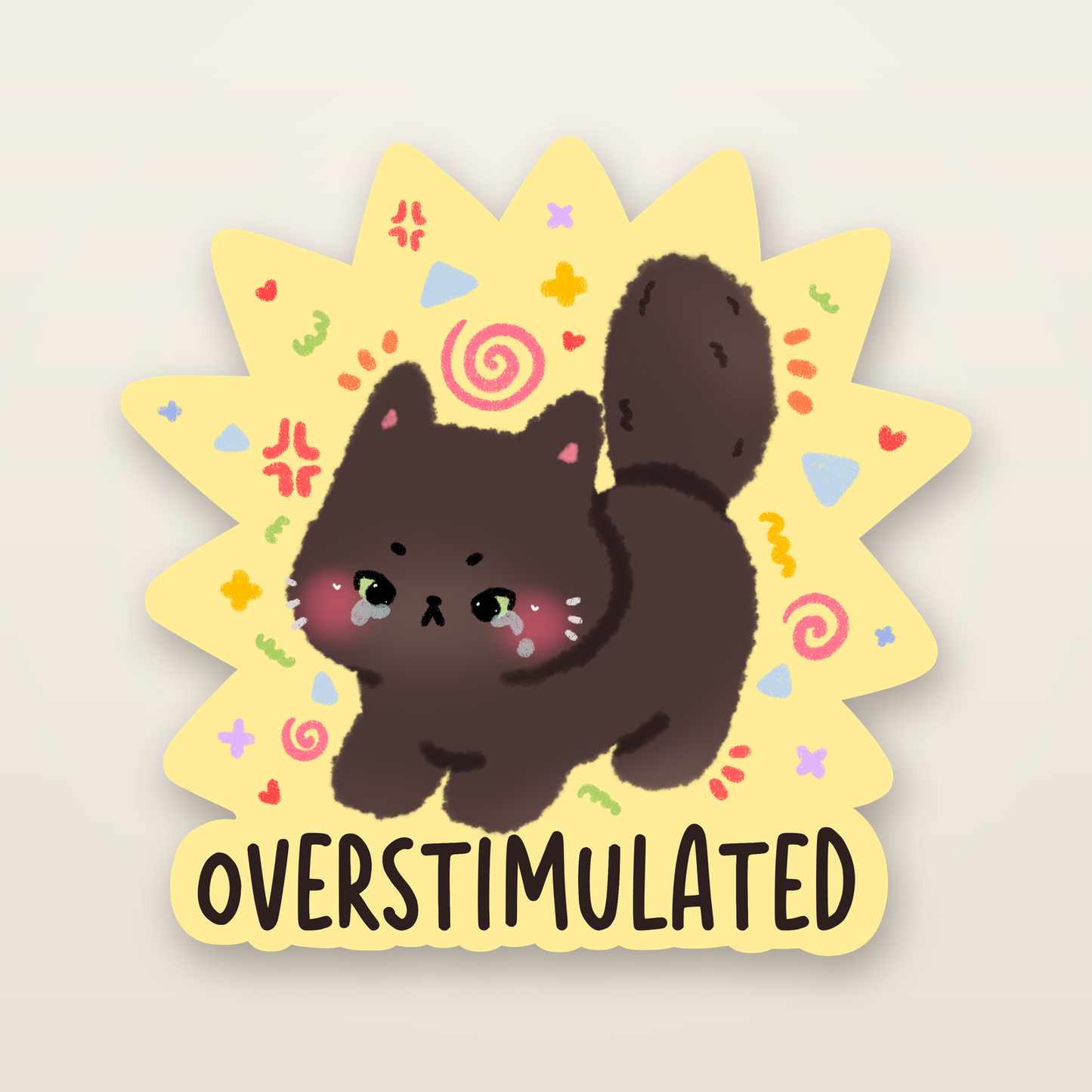 overstimulated kitty sticker