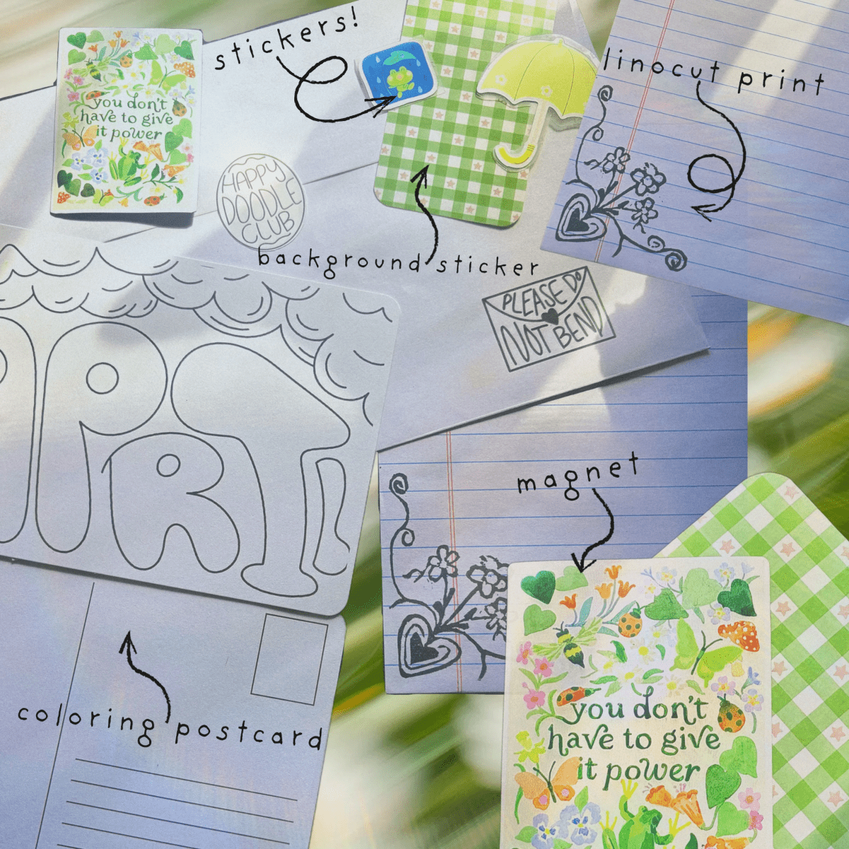 happy doodle club monthly surprise stickers and stationery - kawaii subscription unboxing - happy doodle studio