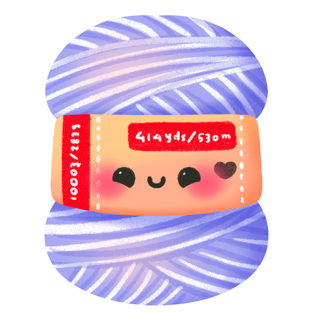 kawaii yarn skein red rainbow vinyl sticker - crochet knitting glossy waterproof sticker - happy doodle studio