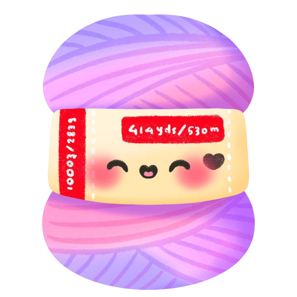 kawaii yarn skein lilac periwinkle vinyl sticker - crochet knitting glossy sticker - happy doodle studio