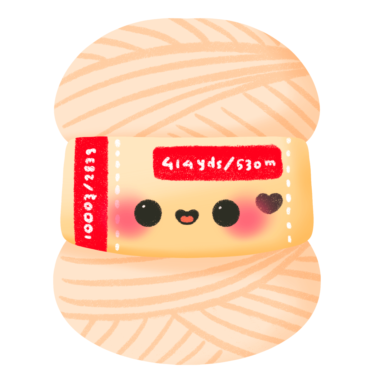 kawaii yarn skein brown cream vinyl sticker - crochet knitting glossy waterproof sticker - happy doodle studio
