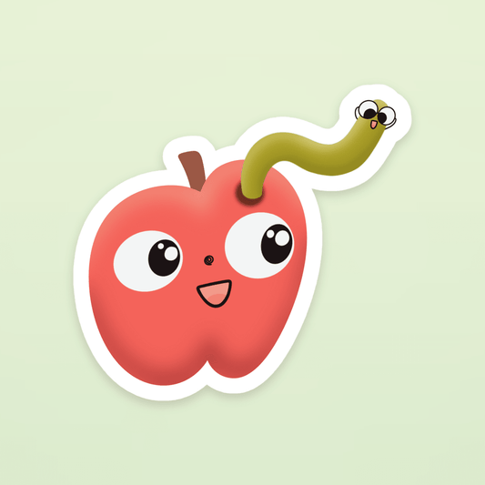 wormy apple sticker