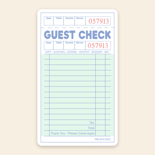 guest check sticker