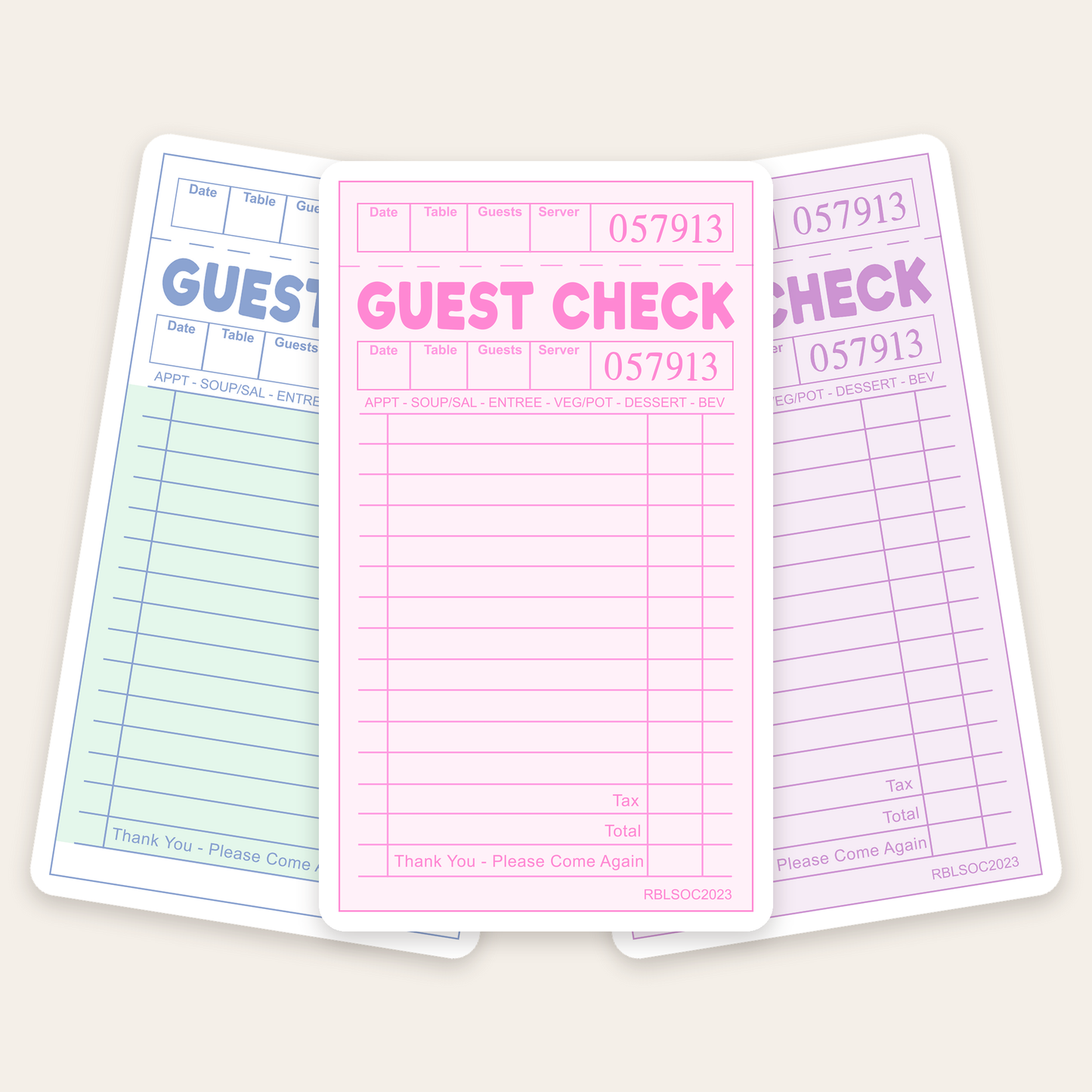 guest check sticker