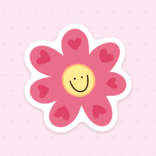 smiley heart flower sticker