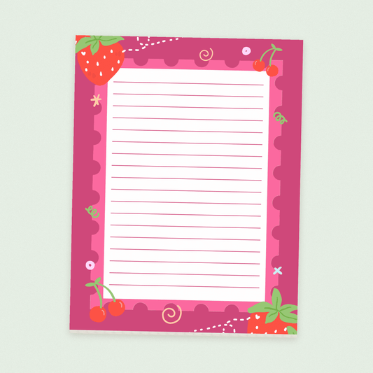 strawberry & cherry notepad
